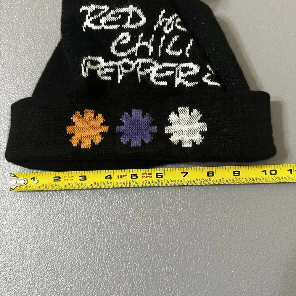 Red Hot Chili Peppers Black Knit Beanie Hat with Pom Pom Winter Cap
